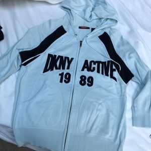 DKNY Active Baby Blue & Navy Hooded Zip Up